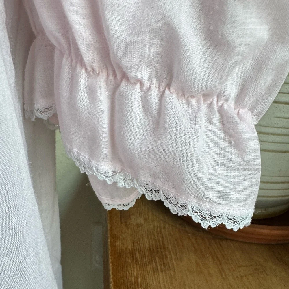 Vintage Floral Ruffle Blouse Romantic‎ Cottagecore Statement Top Praire Medium - Picture 10 of 11